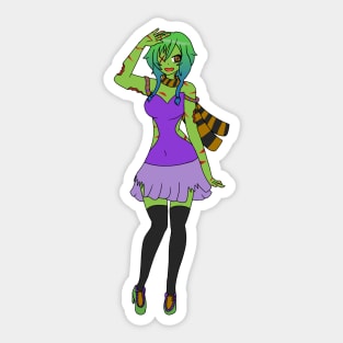 Zombie Girl Halloween Sticker